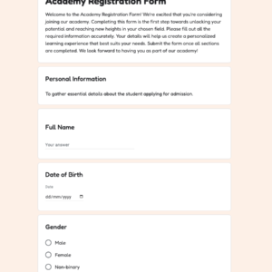 Academy Registration Form