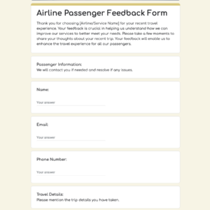 Airline Passenger Feedback Form