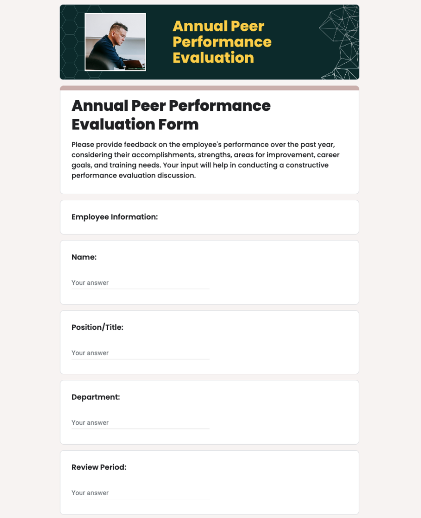 Free Annual Peer Performance Evaluation Form Template in Google Forms