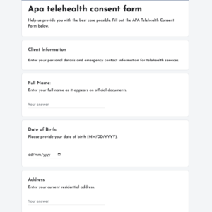 Apa telehealth consent form