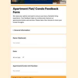 Apartment Flat: Condo Feedback Form