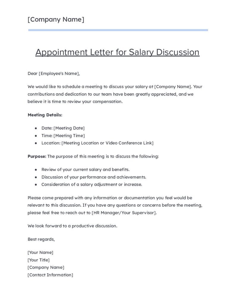 Appointment Letter for Salary Discussion