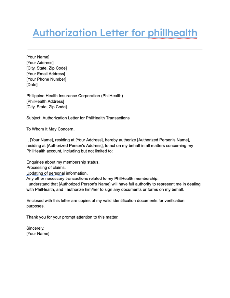 Authorization Letter for phillhealth