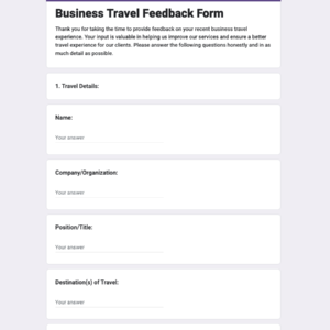 Business Travel Feedback Form