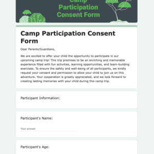 Camp Participation Consent Form