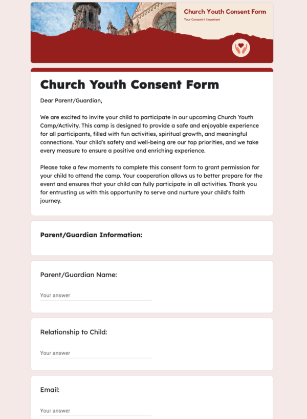 Church Youth Consent Form
