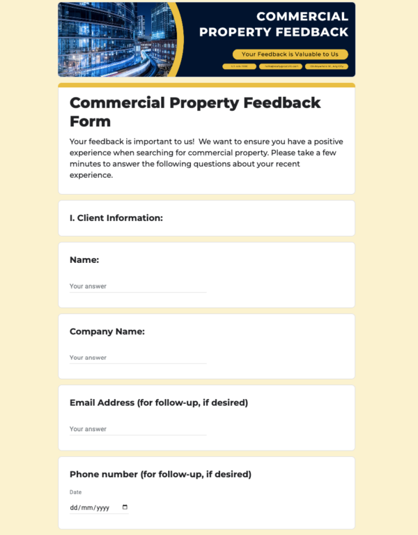 Commercial Property Feedback Form