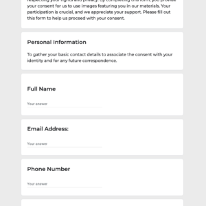 Consent to Use of Images Form