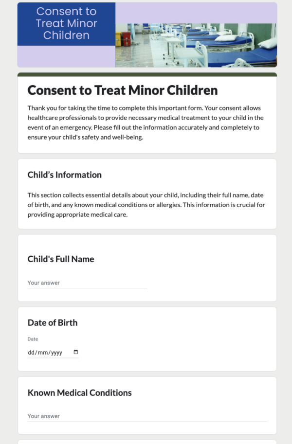 Consent to treat minor children