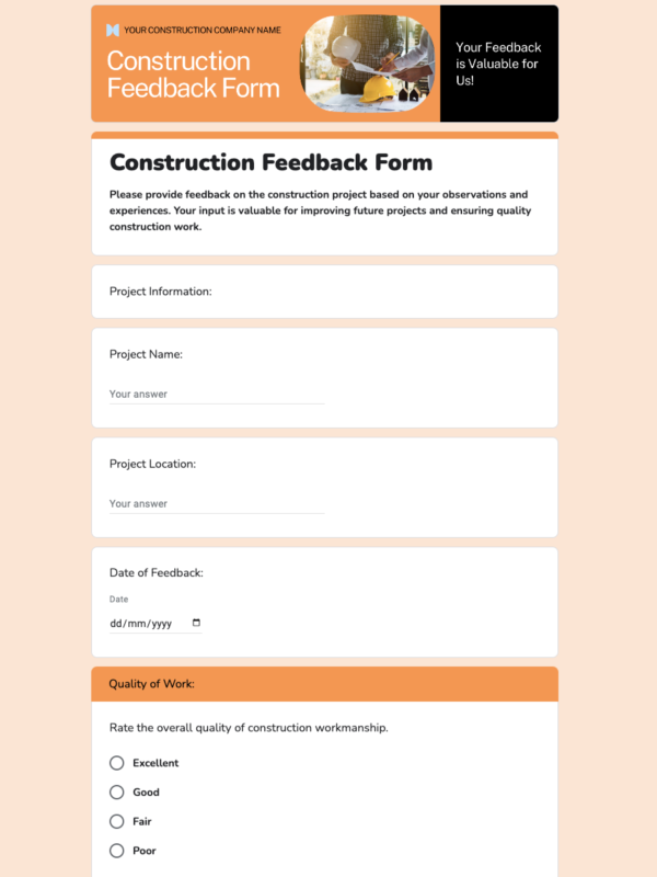 Construction Feedback Form