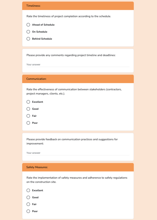 Construction Feedback Form