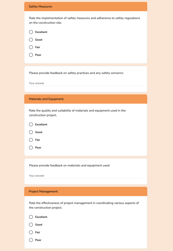 Construction Feedback Form