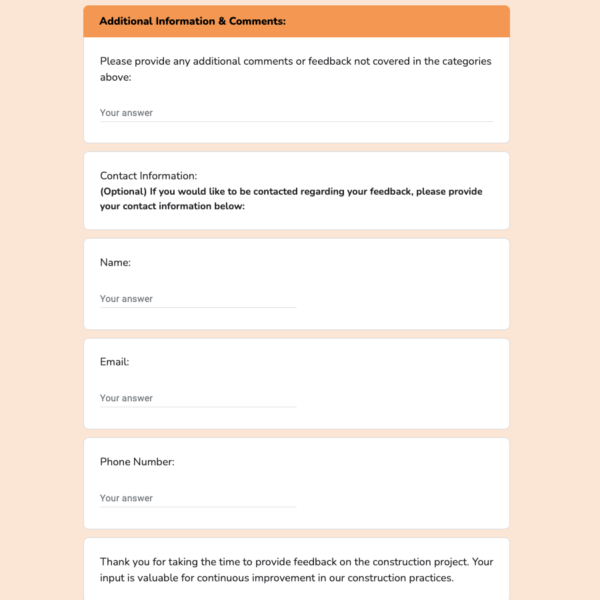 Construction Feedback Form