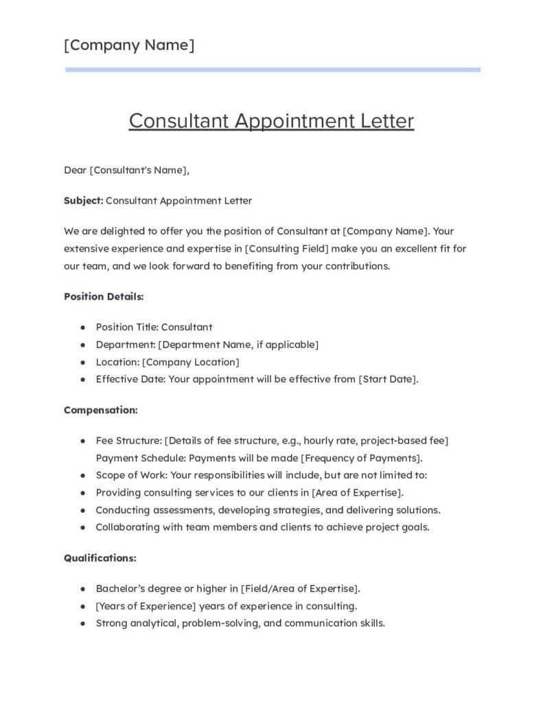 Consultant Appointment Letter