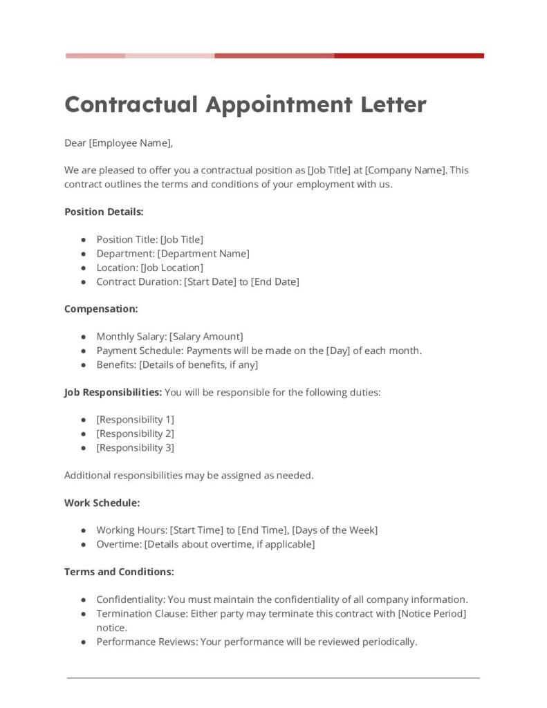 Contractual Appointment Letter