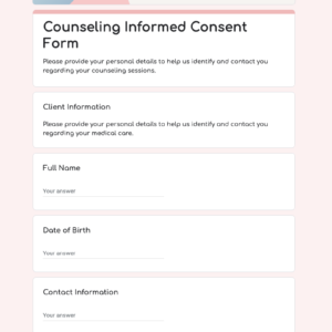 Counseling Informed Consent Form