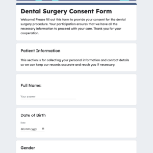 Dental Surgery Consent Form