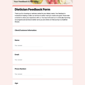 Dietician Feedback Form