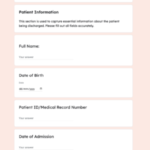 Discharge Summary Form