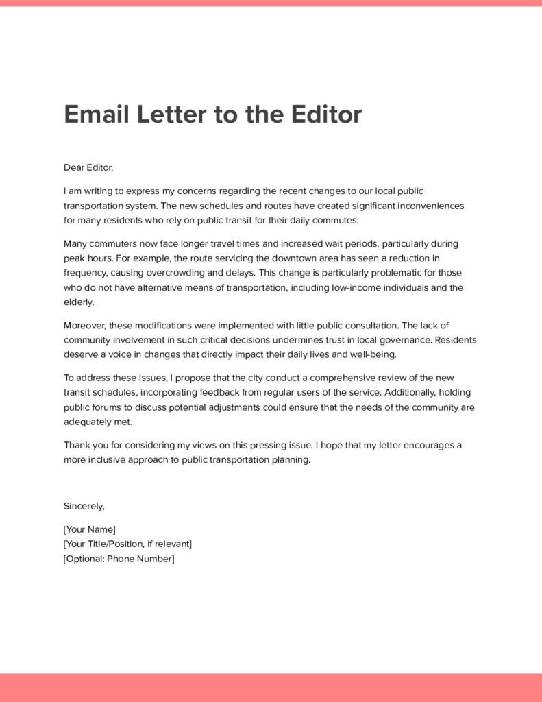 Email Letter to the Editor