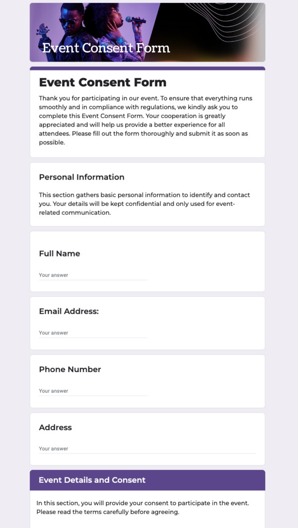 Event Consent Form