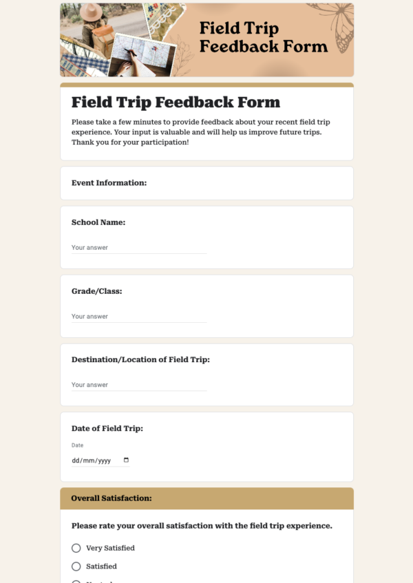 Field Trip Feedback Form