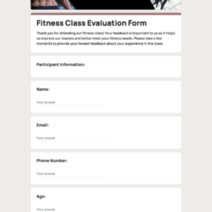 Fitness Class Evaluation Form