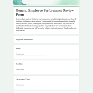 General Employee Performance Review Form