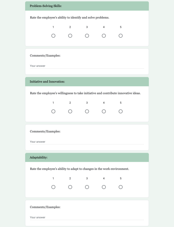 General Employee Performance Review Form