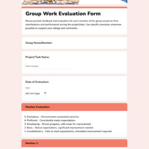 Group Work Evaluation Form