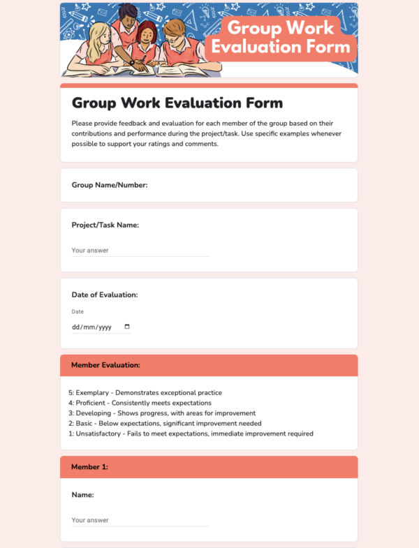 Group Work Evaluation Form