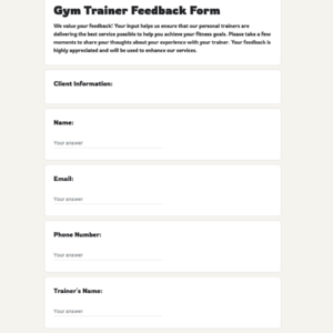 Gym Trainer Feedback Form