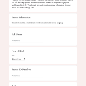 Hospital Release Form