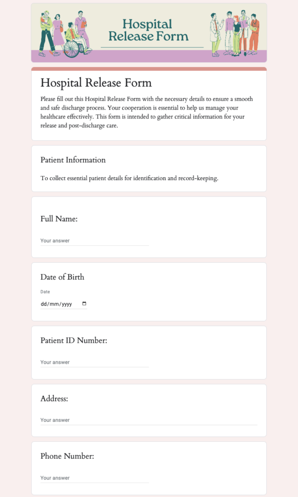 Hospital Release Form