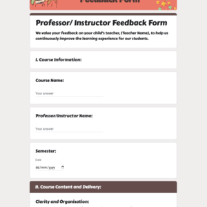 Instructor Feedback Form