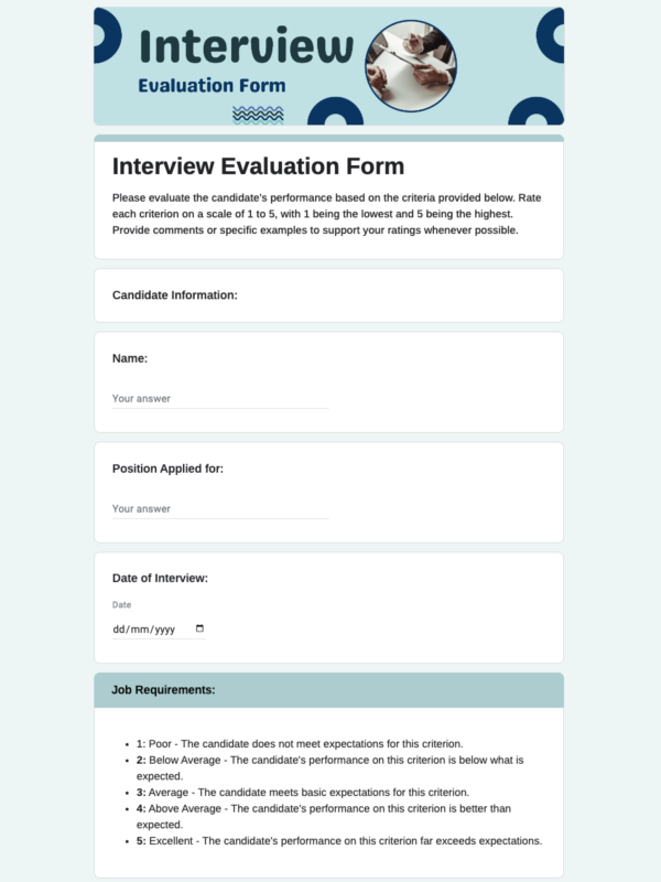 Interview Evaluation Form