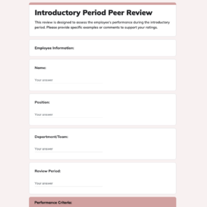 Introductory Period Peer Review