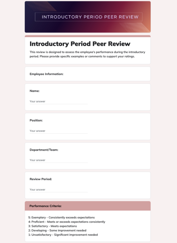 Introductory Period Peer Review