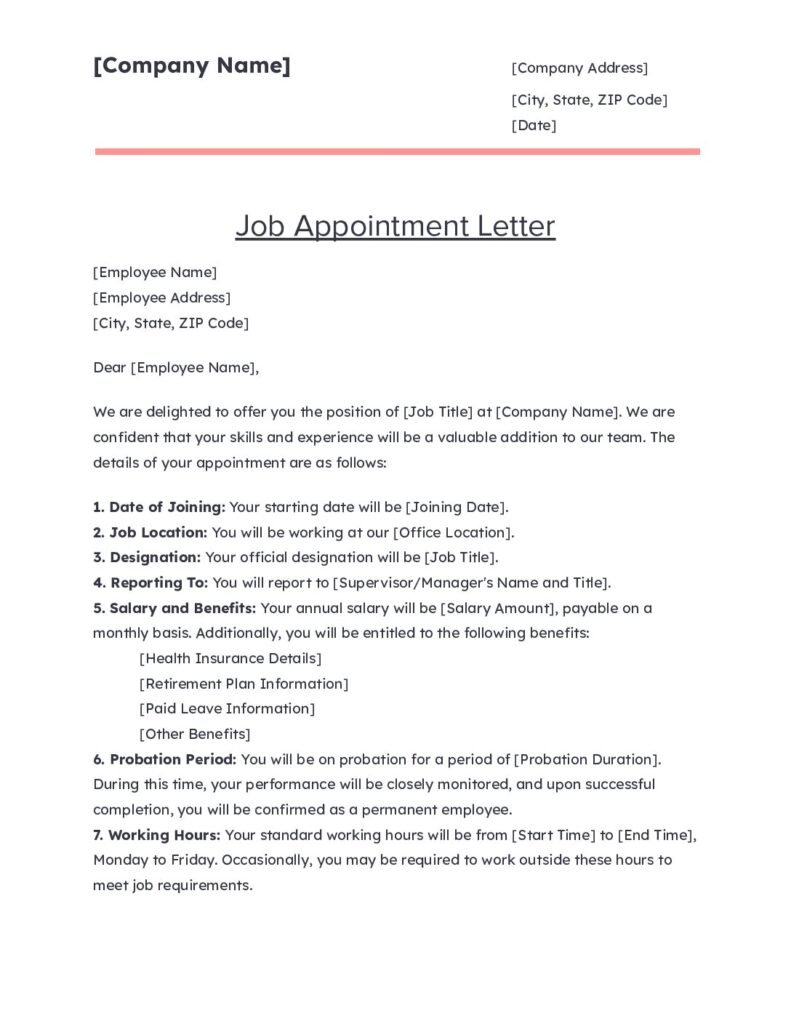 Job Appointment Letter