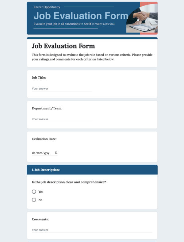 Job Evaluation Form