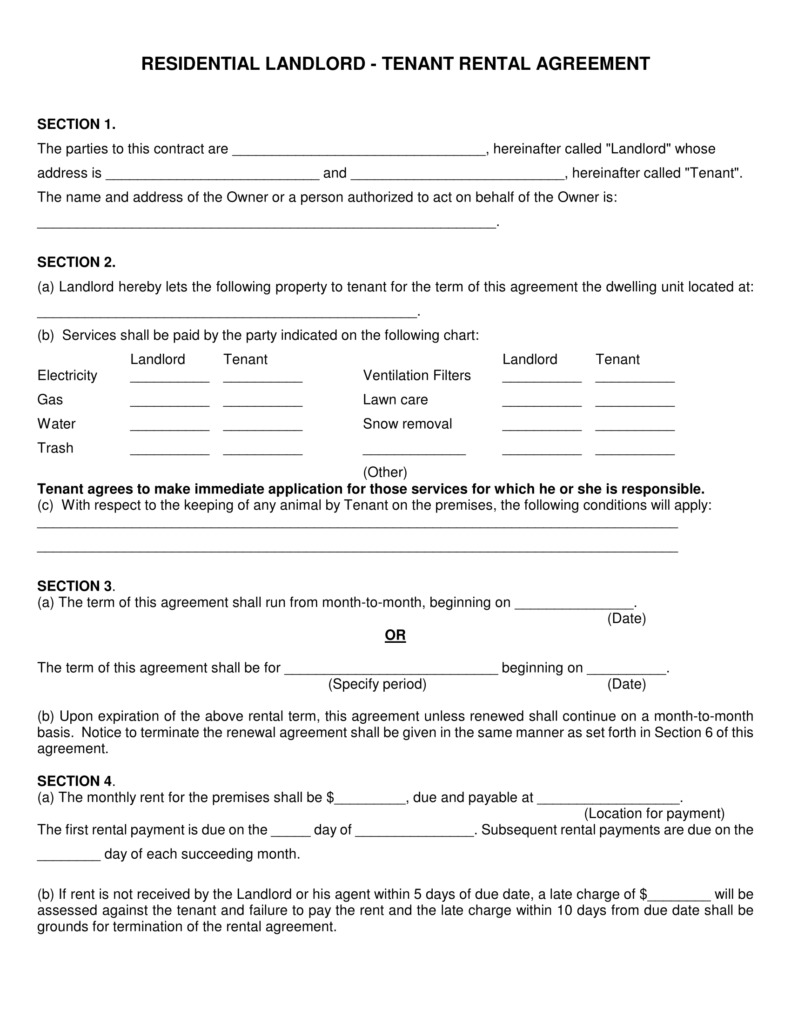 Kansas Landlord Tenant Rental Agreement