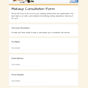 Makeup Consultation Form