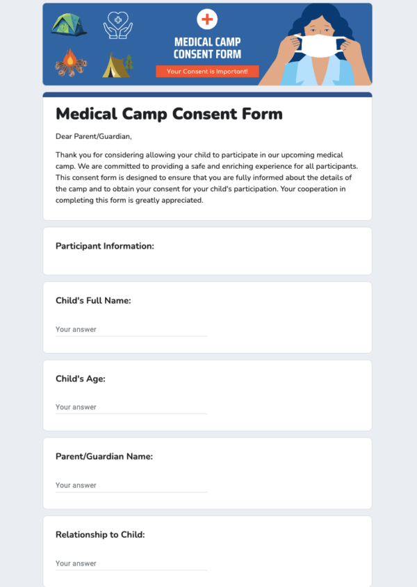 Medical Camp Consent Form