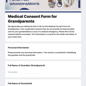 Medical Consent Form for Grandparents