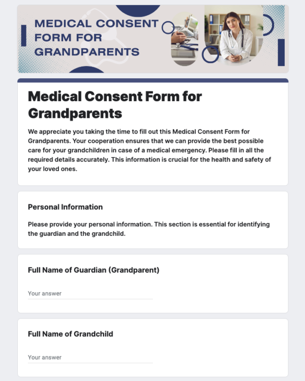 Medical Consent Form for Grandparents