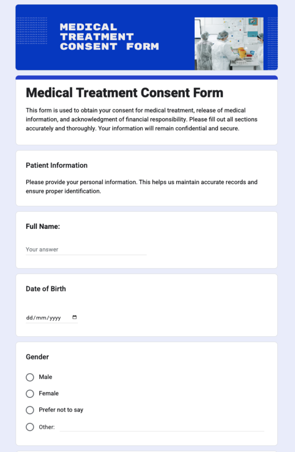 Medical Treatment Consent Form