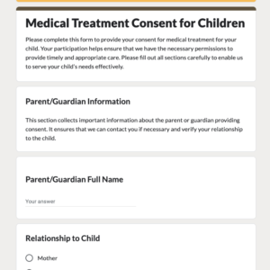 Medical Treatment Consent Form for Children