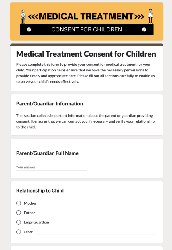 Medical Treatment Consent Form for Children