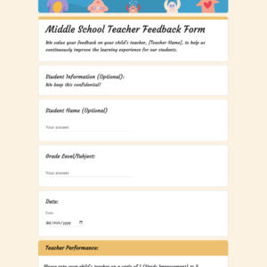 Middle School Teacher Feedback Form