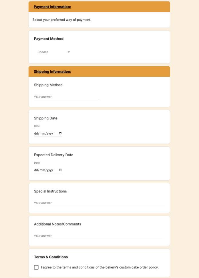 Free Mutliple / Bulk Products Order Form Template in Google Forms